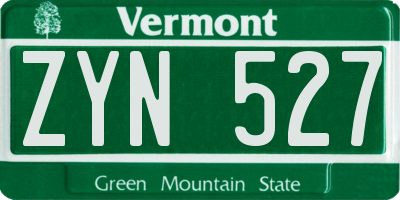 VT license plate ZYN527