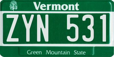 VT license plate ZYN531