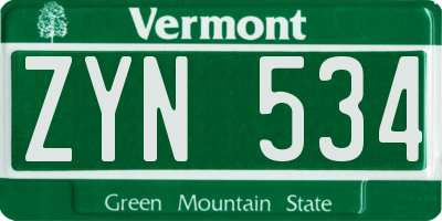 VT license plate ZYN534