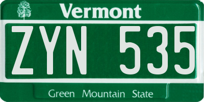 VT license plate ZYN535