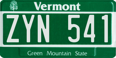 VT license plate ZYN541