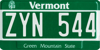 VT license plate ZYN544