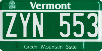 VT license plate ZYN553