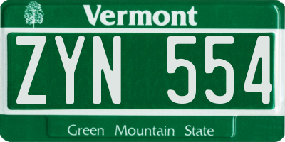 VT license plate ZYN554