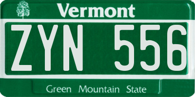 VT license plate ZYN556