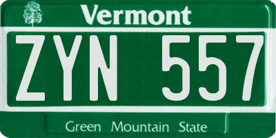 VT license plate ZYN557
