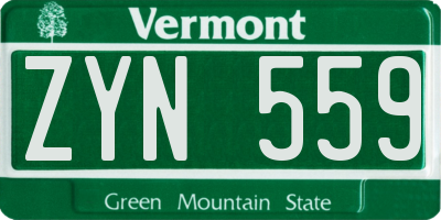 VT license plate ZYN559