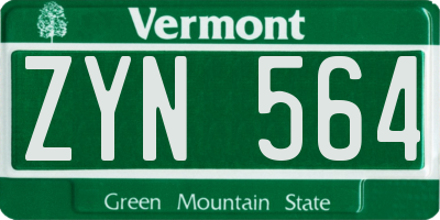 VT license plate ZYN564