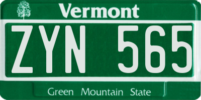 VT license plate ZYN565