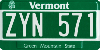 VT license plate ZYN571