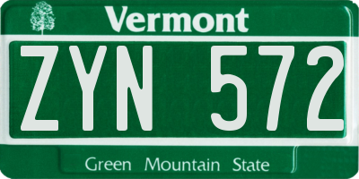 VT license plate ZYN572