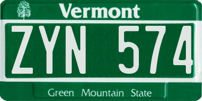 VT license plate ZYN574
