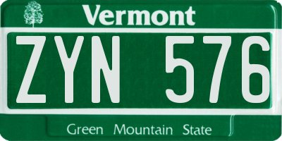 VT license plate ZYN576