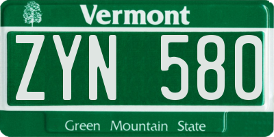 VT license plate ZYN580