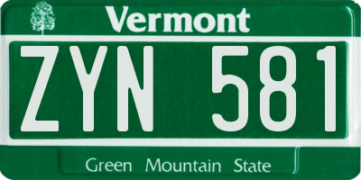 VT license plate ZYN581