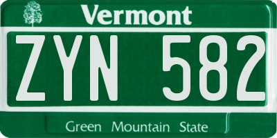 VT license plate ZYN582