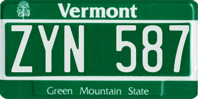 VT license plate ZYN587