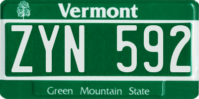 VT license plate ZYN592