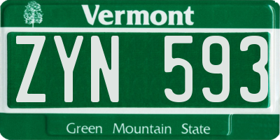 VT license plate ZYN593