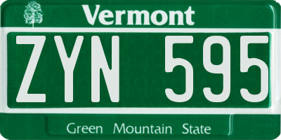 VT license plate ZYN595