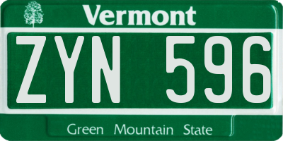 VT license plate ZYN596