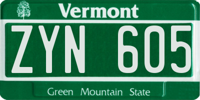VT license plate ZYN605
