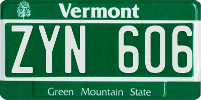 VT license plate ZYN606