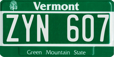 VT license plate ZYN607