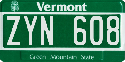 VT license plate ZYN608