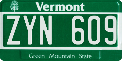 VT license plate ZYN609