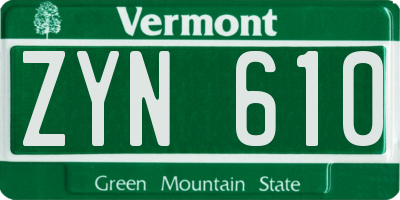 VT license plate ZYN610