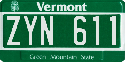 VT license plate ZYN611