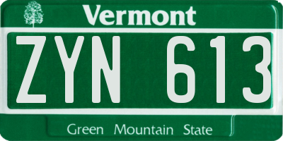 VT license plate ZYN613