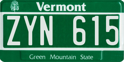 VT license plate ZYN615