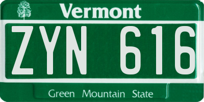 VT license plate ZYN616