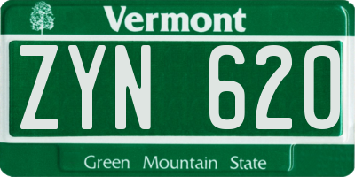 VT license plate ZYN620