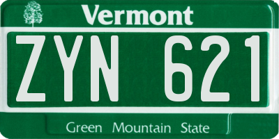 VT license plate ZYN621