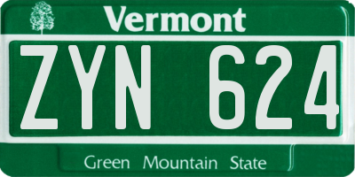 VT license plate ZYN624