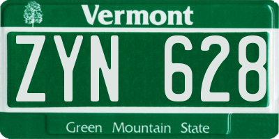 VT license plate ZYN628