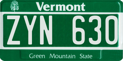 VT license plate ZYN630