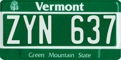 VT license plate ZYN637