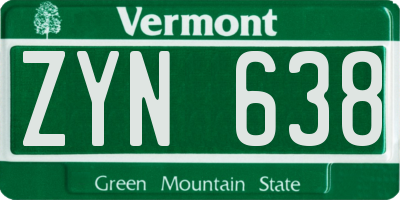 VT license plate ZYN638
