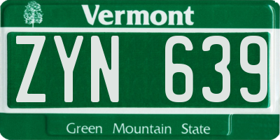 VT license plate ZYN639