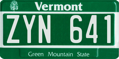 VT license plate ZYN641