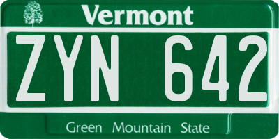 VT license plate ZYN642