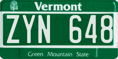 VT license plate ZYN648