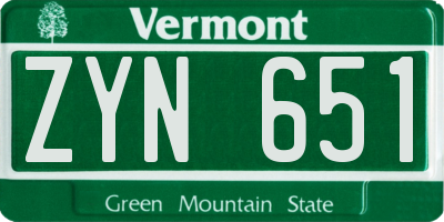VT license plate ZYN651