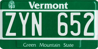 VT license plate ZYN652