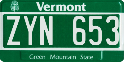 VT license plate ZYN653