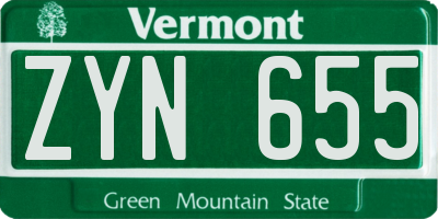 VT license plate ZYN655